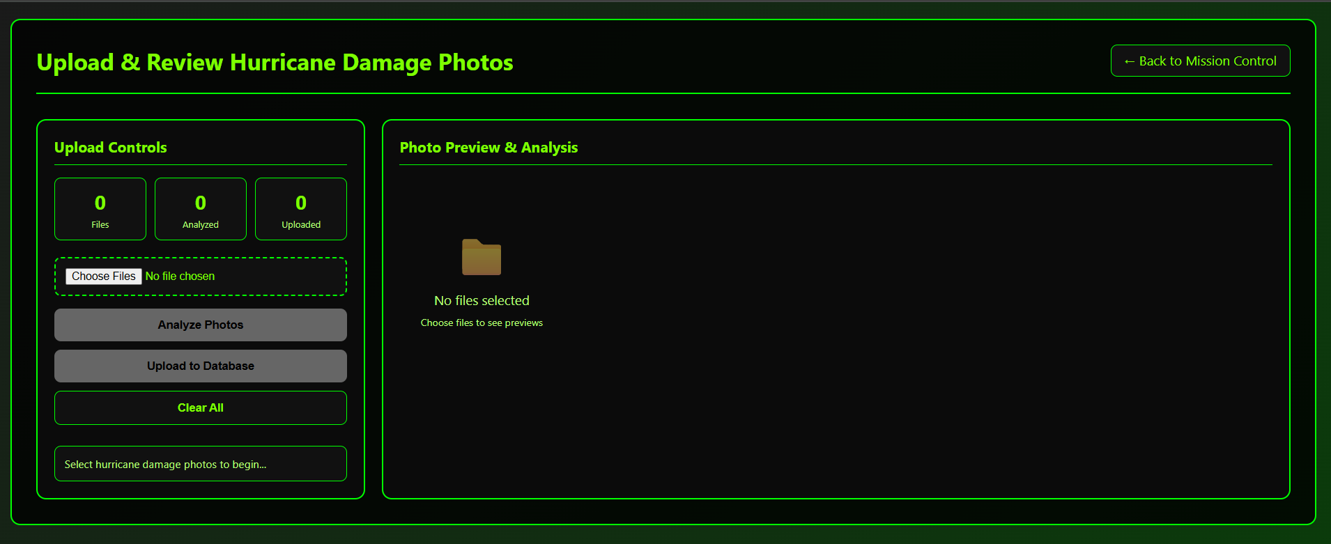 Upload & Review – Hurricane Damage Photos